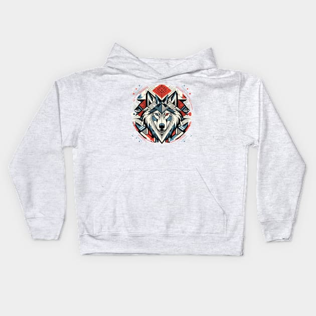 Abstract Animal Wolf 1 Kids Hoodie by sapphire seaside studio